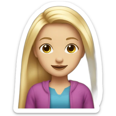 a girl with her beautiful floor length thick long blonde hair sticker