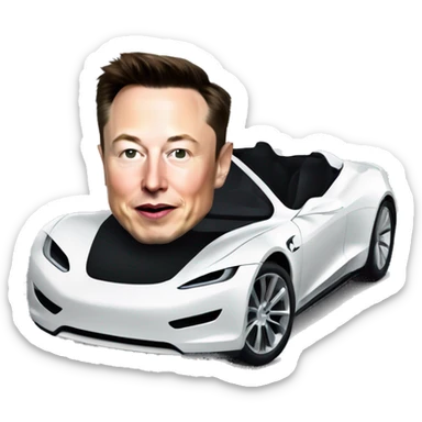 elon musk in a tesla roadster sticker