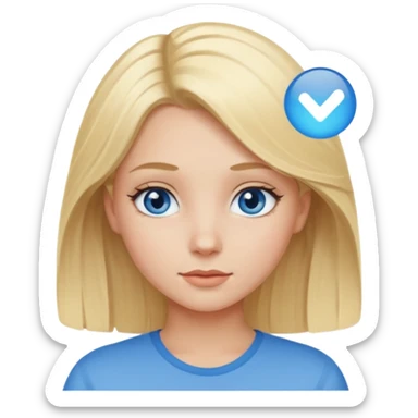 Blonde girl with blue eyes make her hair routine  sticker