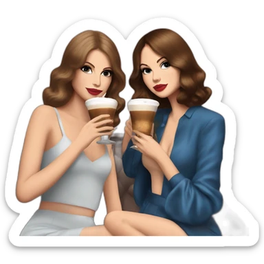 Lana del Rey & Taylor swift drinking espresso martini coco sticker