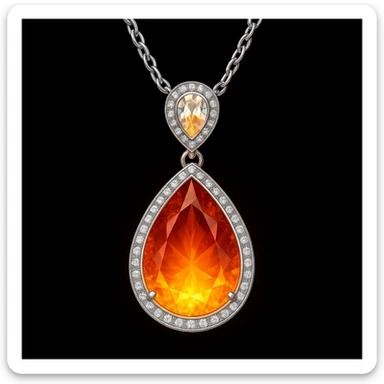 Add a yellow fiery light to the teardrop ruby pendant, representing transformation and rebirth sticker