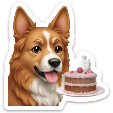 Een eekhoorn met een hond en een cake sticker