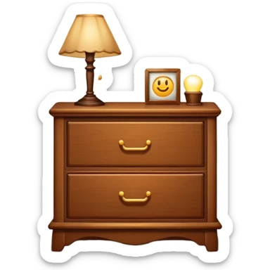 Cupboard-commode-drawer-night-bed-stand with a night lamp on  sticker