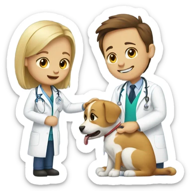 doctor cat treating a dog patient sticker