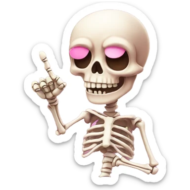 Cute pink skeleton giving the middle finger sticker