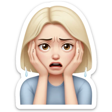 angry and sad crying woman who avoid the communication sticker