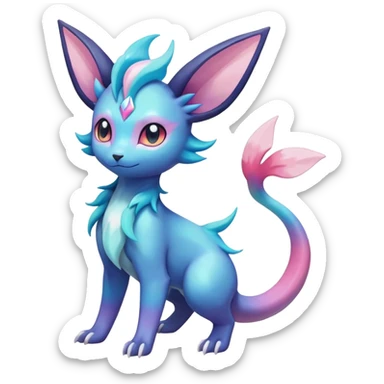 Rainbow crystalic Shiny pastel Nebulae Salandit-Glaceon-Sylveon-Espeon-Vaporeon-Noibat-Fakémon-hybrid-creature (full body)  sticker