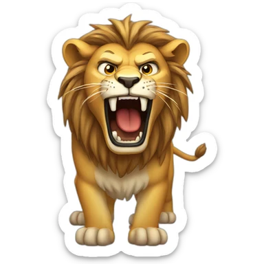 An enraged lion sticker