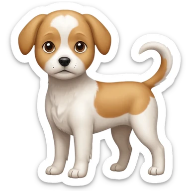 a full body white beagle x maltese x chi dog the size of a kelpie with light brown ears and a light brown patch on one eye sticker
