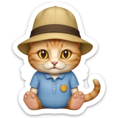 A cat that has a hat saying floor and a shirt that is saying floor sticker