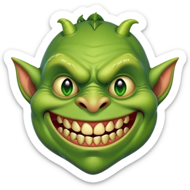Drooling evil smiling goblin sticker