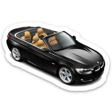 A single black BMW 335i Msport with roof down sticker
