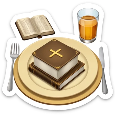 Make a plate of food, with cutlery beside it, and on top of the plate make a Bible. sticker