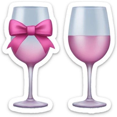 Wine glass with pink bow sticker