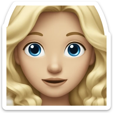 a blonde girl with long wavy hair and blue eyes sticker