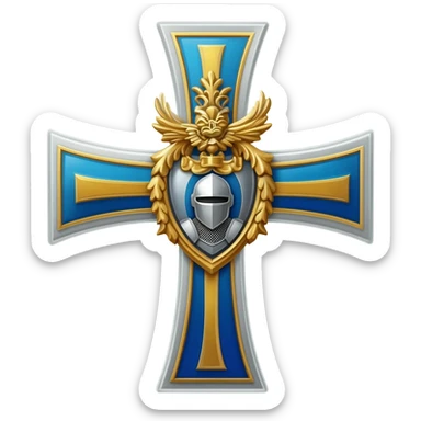 Silver knight templar cross sticker