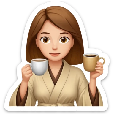 Woman drinking coffee and The edges of the eyes are wide open in the morning sticker