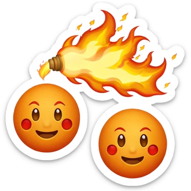 Normal emoji breathing fire balls sticker