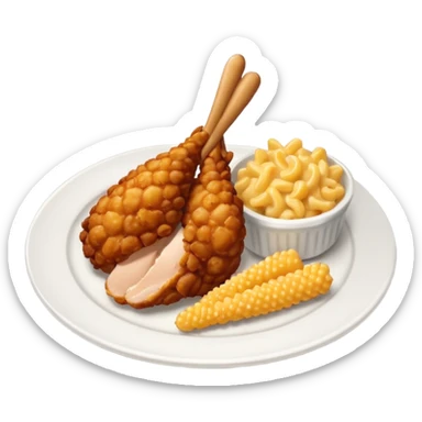 drumstick chicken with mac and cheese on the side on a plate sticker