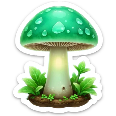 jade glowing magic mushroom with dirt sticker