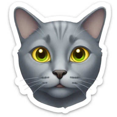 all gray cat with yellow eyes and green around the pupil sticker