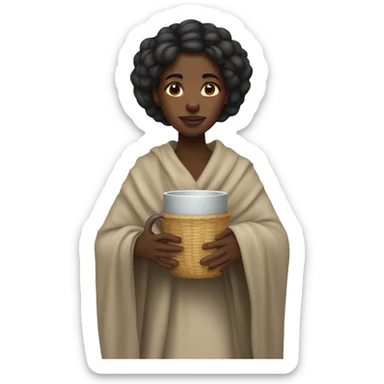 black girl wrapped in a banket with a mug in her hand sticker