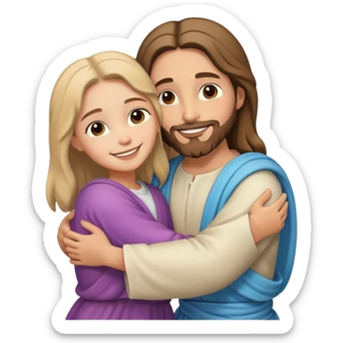 Jesus hugs a girl sticker