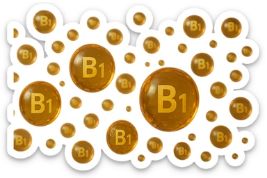 particella di vitamine b fluttuano in aria, iperrealistica 4k sticker