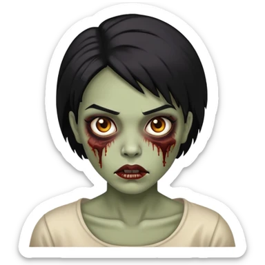 Crie um emoji zumbi, sou mulher, tenho black power e olhos castanhos  sticker