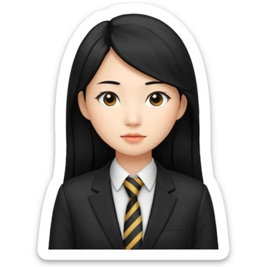 long black haired asian woman with tie and blazer sticker