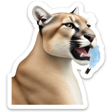 A puma smoking a cigarette with blue sky sticker