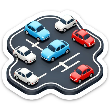3D traffic icon, simple cars on road, traffic jam concept, smooth rounded shapes, minimal 3D style, blue white and black colors, small red accents for alerts, Waze style, clean design, no background
 sticker