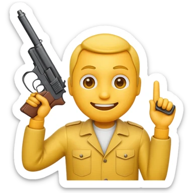 Smiling yellow emoji guy with gun to his head sticker