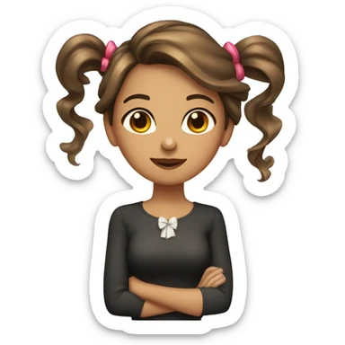 Woman with brown hair with highlights with bows in her hair  sticker