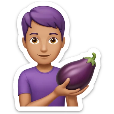 Eggplant with a person holding it sticker