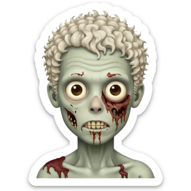 Menino zumbi com cabelo cacheado com luzes brancas sticker