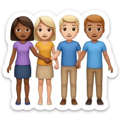 five people holding hands in a circle sticker