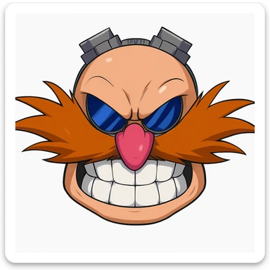 Keep the picture quality and style exactly the same. Make the eyes and mouth a bit scary—add a more intense, menacing stare and a subtle sinister grin. No other changes. sticker