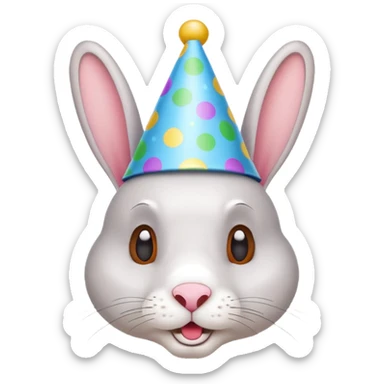 rabbit wearing party hat sticker