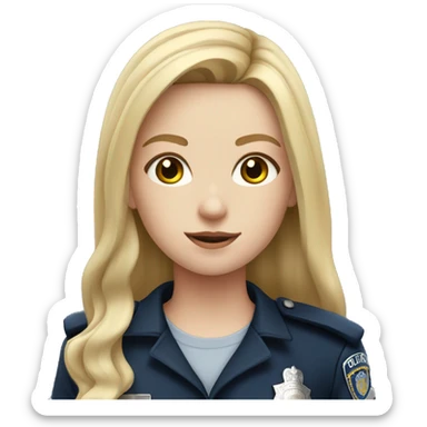 Pale girl with long blonde hair in police uniform  sticker