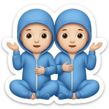 Twin baby boys with blue onesies on sticker