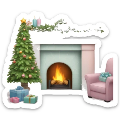 Pastel fireplace for Christmas  sticker