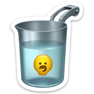 metal measuring cup full of water sticker