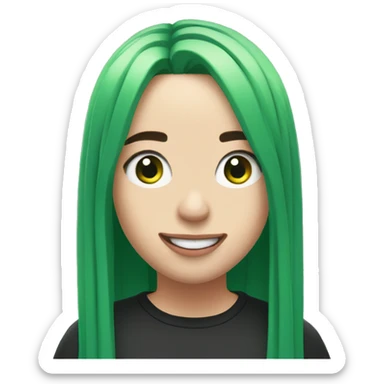 happily surprised Billie Eilish with green hair sticker