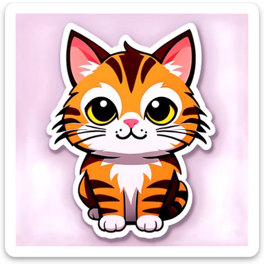 Chunky Tabby cat that has one eye brown and one white sticker