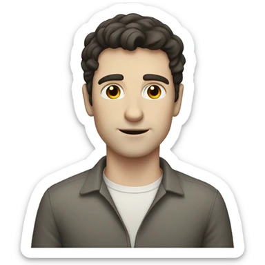 pale white man with medium dark hair with eyes that look like they're high sticker