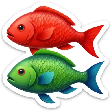 Red Fish Loves The Green Fish sticker