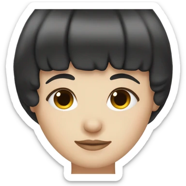 white girl sleeping black hair and bangs sticker