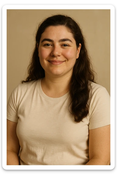 realistic portrait of a woman with PCOS who has reduced symptoms, relaxed and happy face, well-cared skin, thick hair, confident posture, signs of general wellness, reduction of premenstrual symptoms, clinical style, warm lighting, vertical 2:3, no text sticker