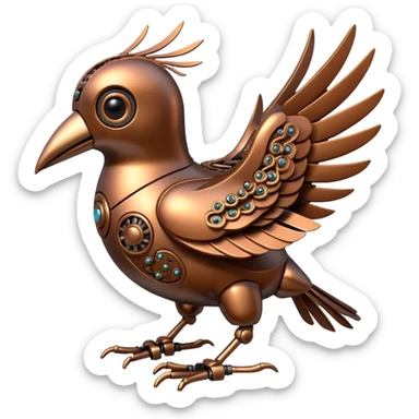 bronze robotic bird sticker